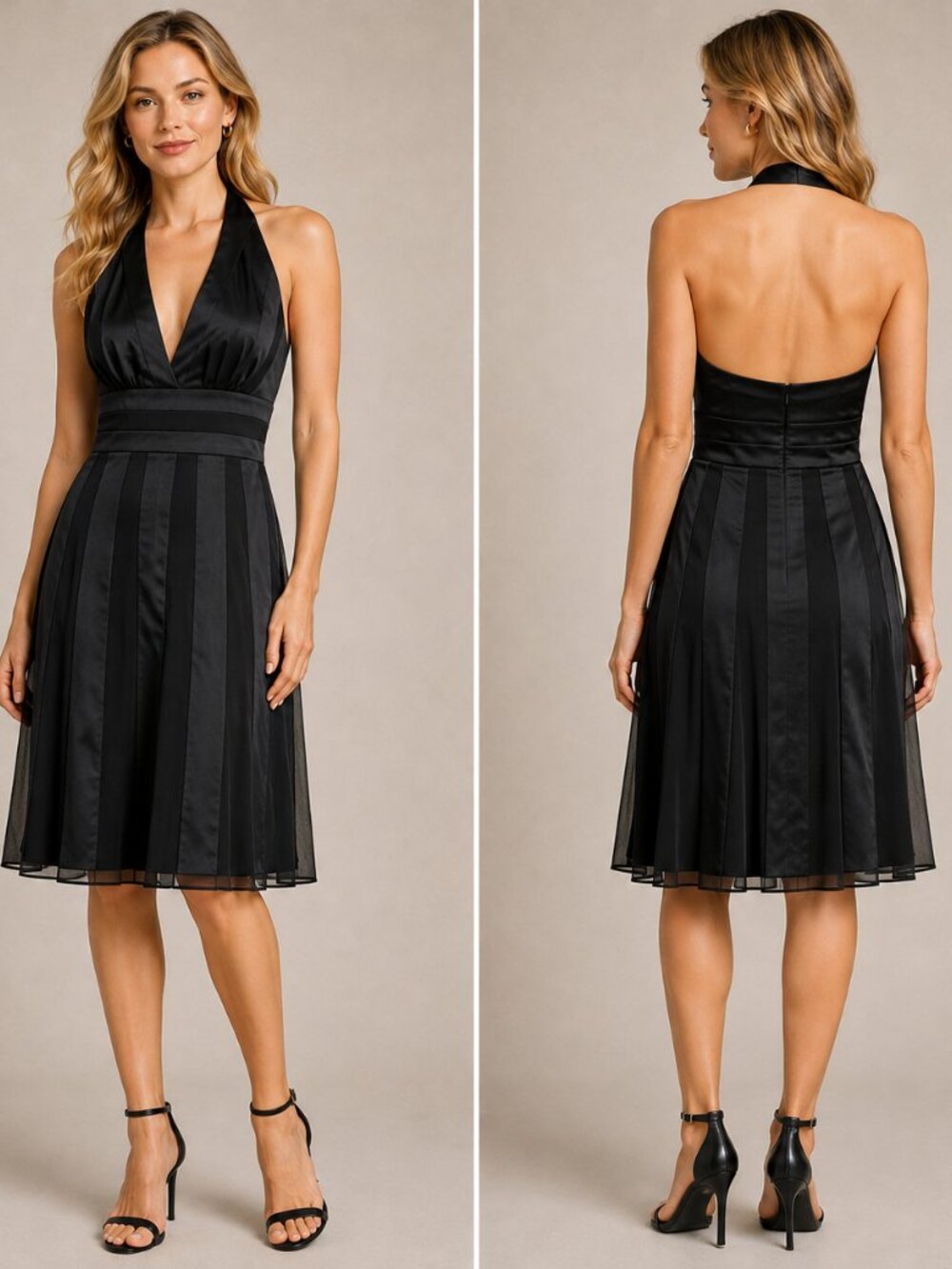 Calvin Klein 100% Silk Halter Little Black Dress Women’s Size 6 Classic Cocktail